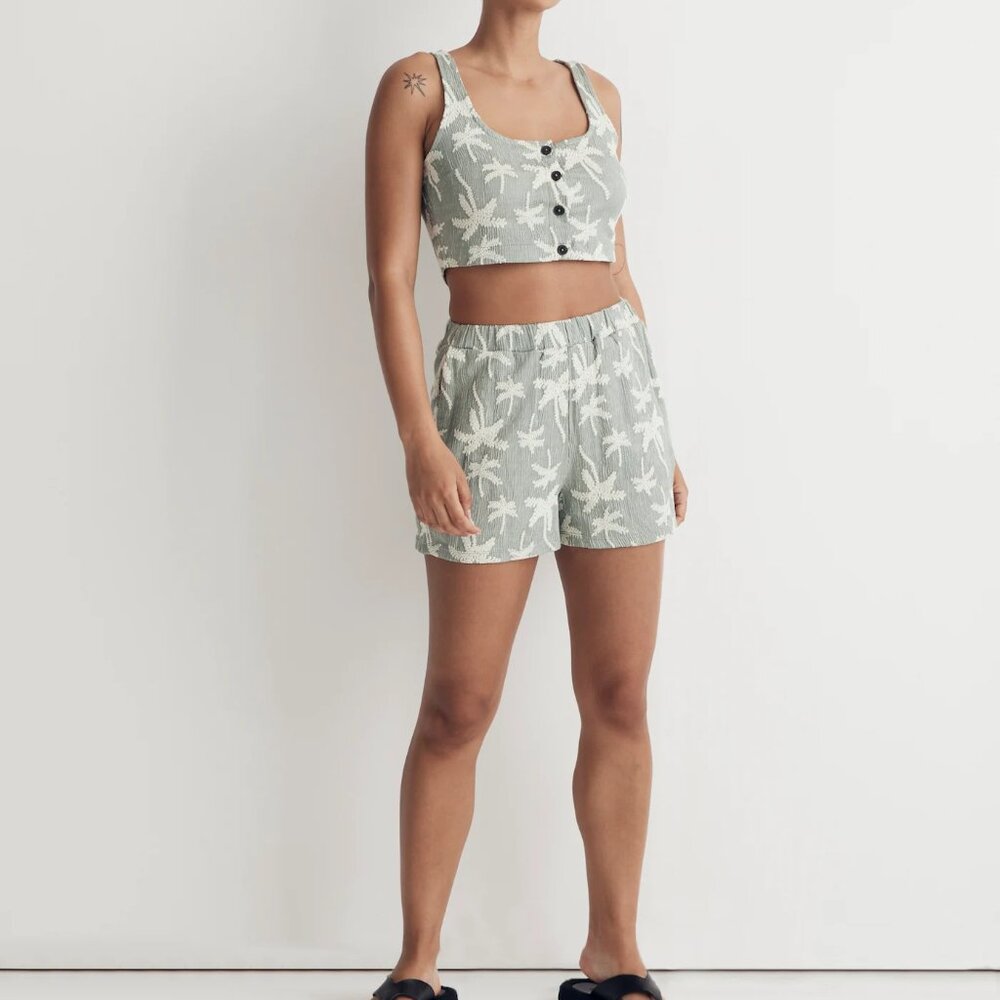 Madewell - Jacquard Square-Neck Button-Front Crop Tank & Jacquard Pull-On Shorts